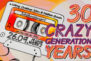 30 Crazy Generation Years Grafik mit 90er-Kassette